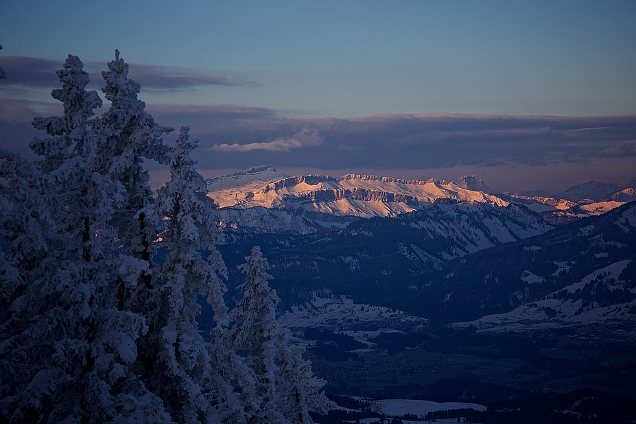 Verschneites Bergpanorama