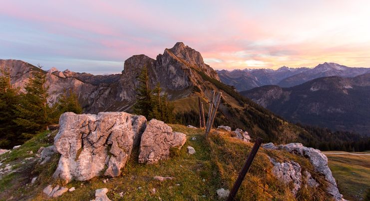 Blick auf den Aggenstein im Abendlicht