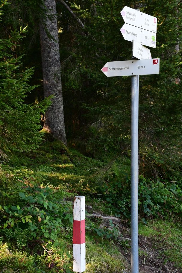 Abzweig Wanderweg Wasserfall