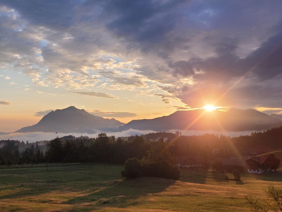 Morgenstimmung Blick vom Balkon Richtung Grünten