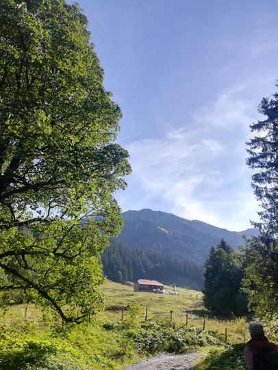 Wandern mit Blick auf die Allgäuer Hochalpen