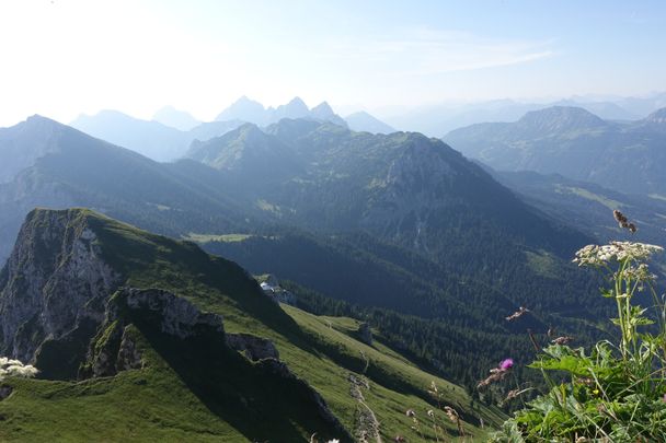 Blick vom Gipfel des Aggenstein auf das Tannheimer Tal