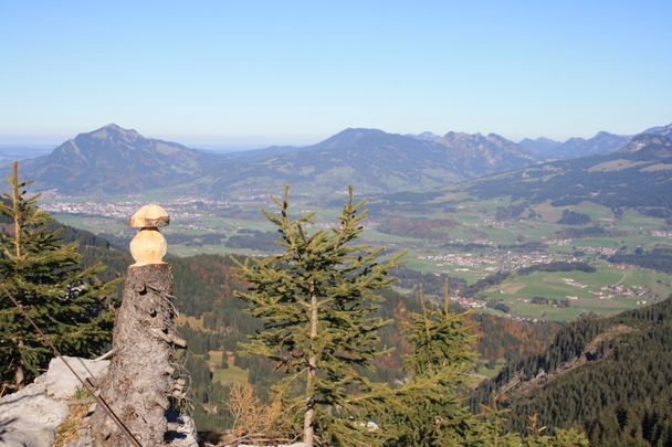 Holzskulptur nebem Gipfelkreuz