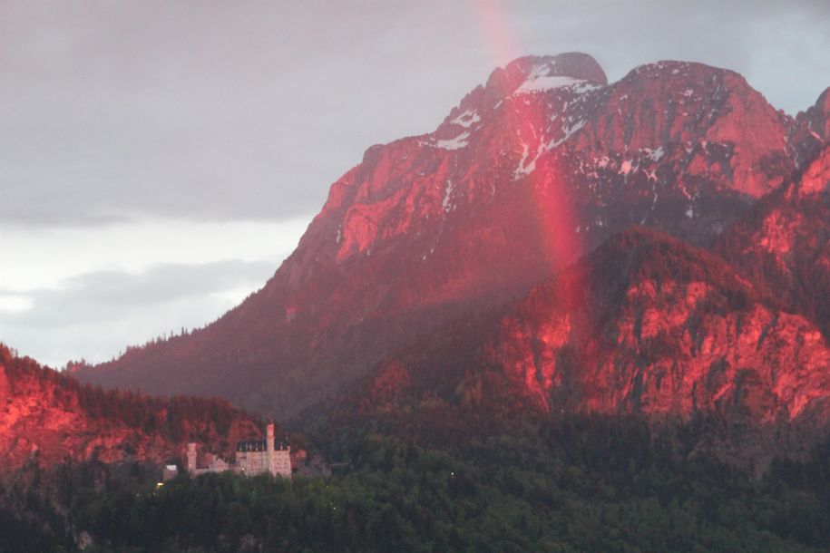 Alpenglühn - Blick von unserer Terrasse