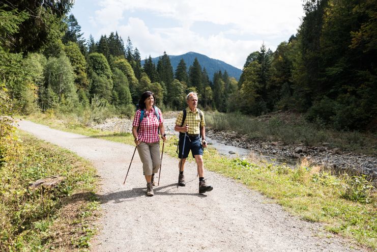 Wanderer auf dem Bolgenachweg bei Balderschwang