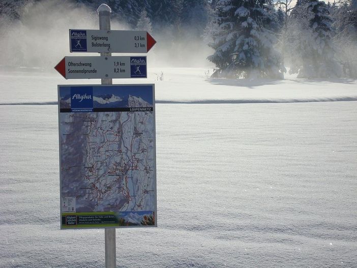 riesiges Loipen- und Schneewegenetz vor der Haustü