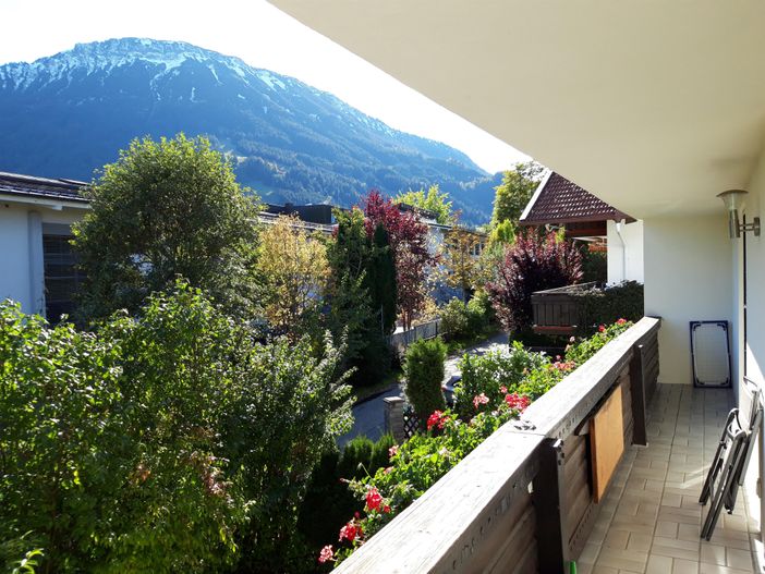 Ausblick vom Balkon auf den Breitenberg