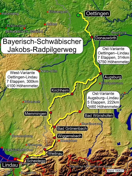 Etappen 6 und 7 des bayerisch-schwäbischen Jakobs-Radpilgerweg führen durch den Landkreis Lindau (Bodensee)