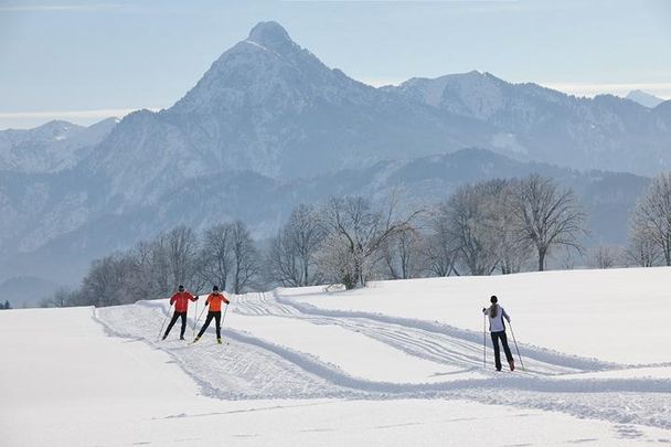 Ski-Langlauf in Weißensee mit Panoramablick auf den Säuling