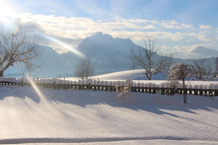 Stögerhof-Winterteilblick vom Garten zum Säuling