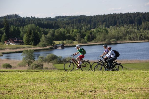 Blick von der Schwedenschanze auf die Urseen bei Isny-Beuren