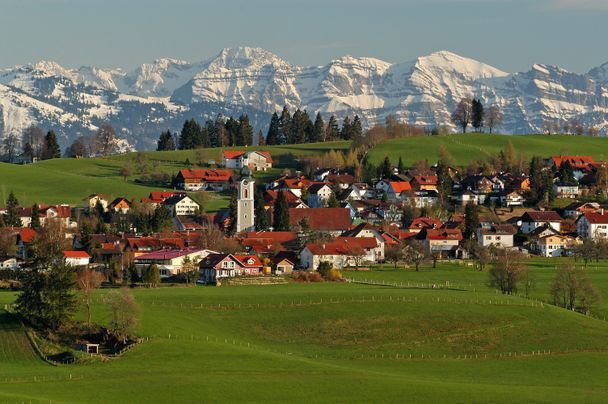 Aussicht auf Scheidegg und die Nagelfluhkette