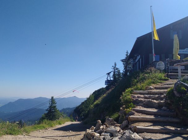 Tegelberghaus mit Tegelbergbahn im Hintergrund