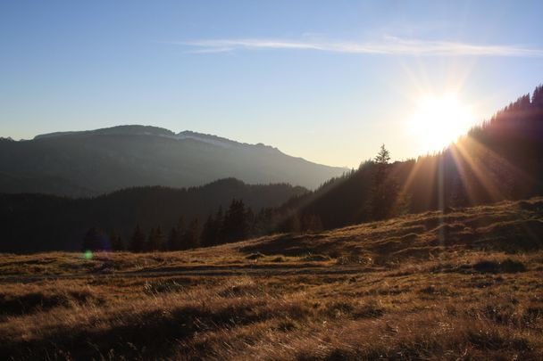 Sonnenuntergang beim Abstieg