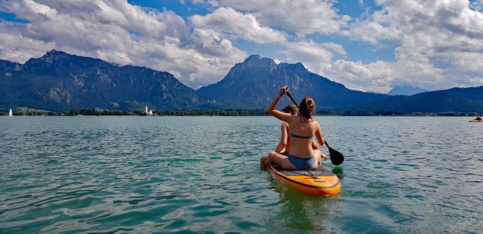 Standup-Paddeling-SUP-Forggensee-Schloss-Neuschwan