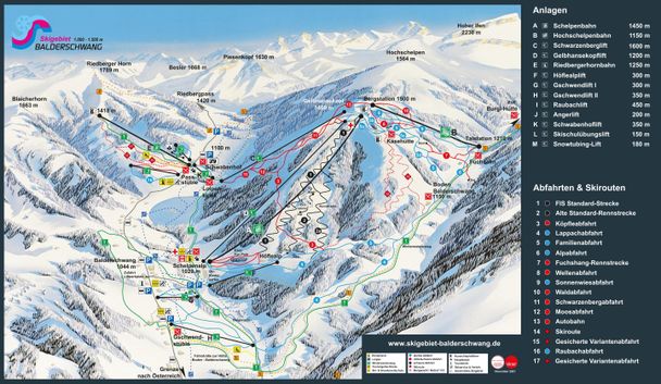 Pistenplan 2021 Skigebiet Balderschwang im Allgäu