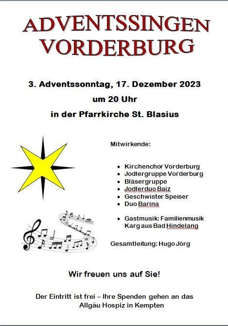 Plakat Adventssingen 2023