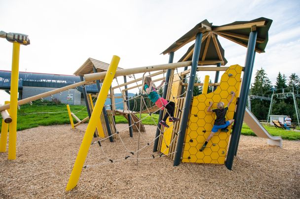 Wildbienen-Spielplatz mit Kletterwand