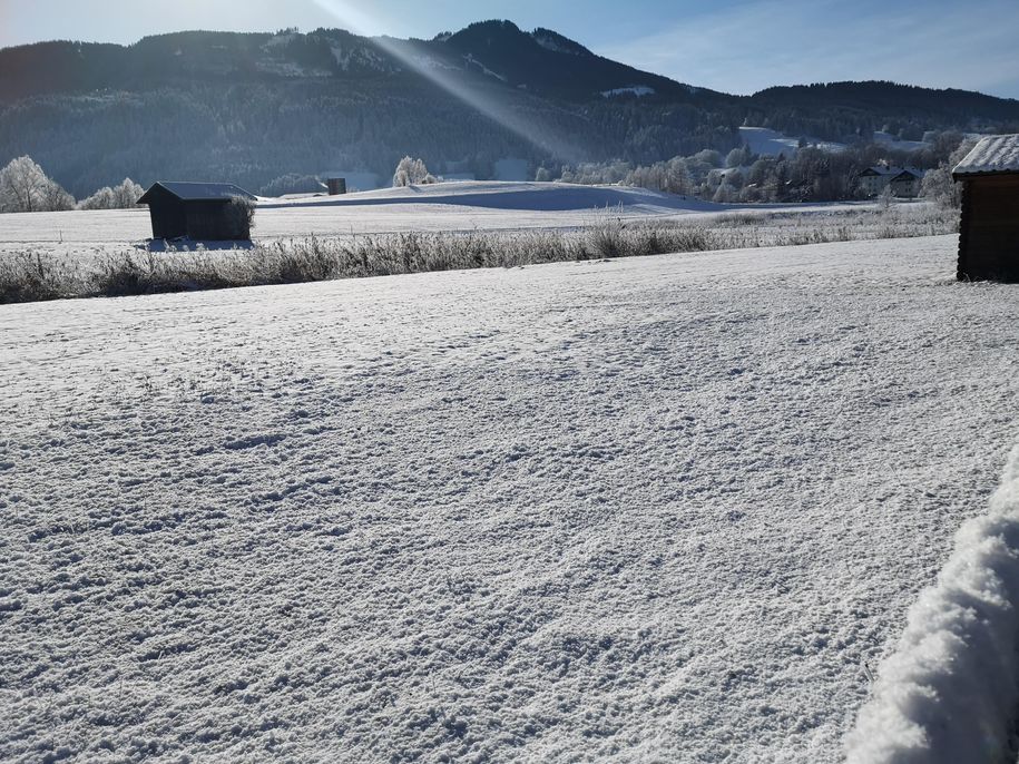 Geräumter Spazierweg mit Blick auf die Alpspitze