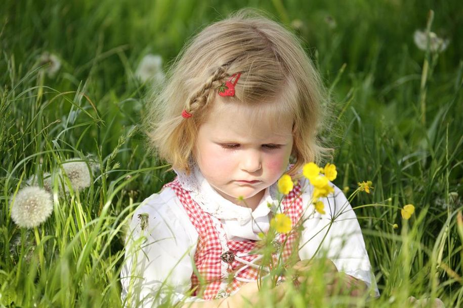 Anna beim Blumenpflücken