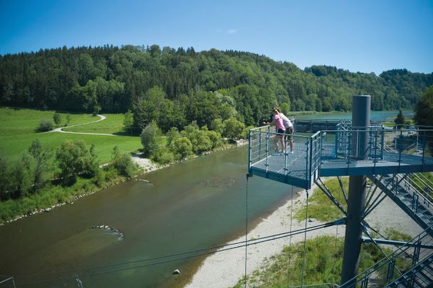 Vor einer Drohne ist man nicht sicher ... Aussichtsturm Erlebnisstaustufe Legau