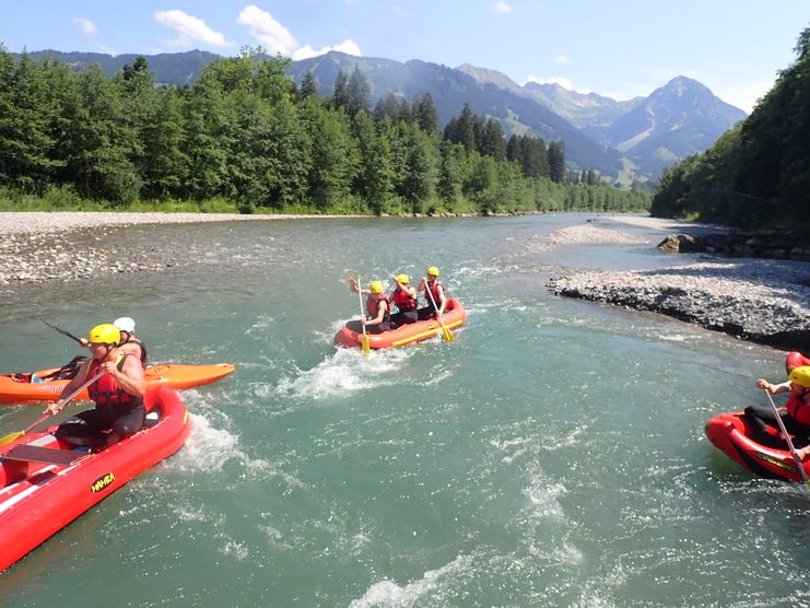 Rafting Boote auf der Iller