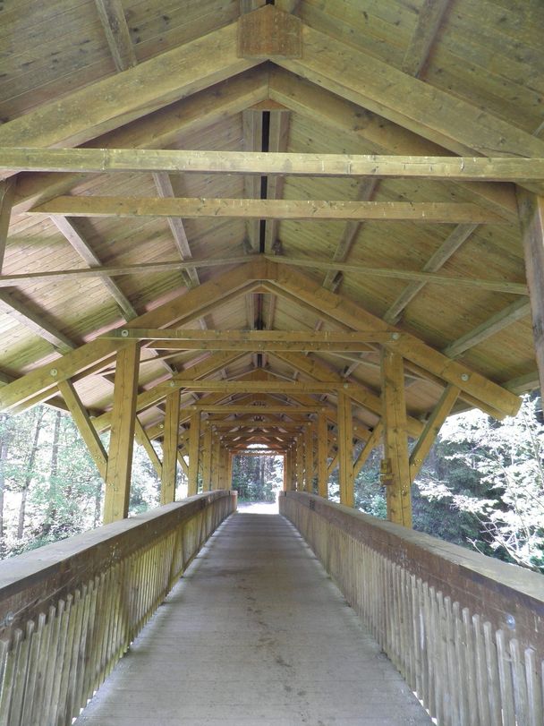 Holzbrücke bei Nesselwang im Allgäu über die Wertach